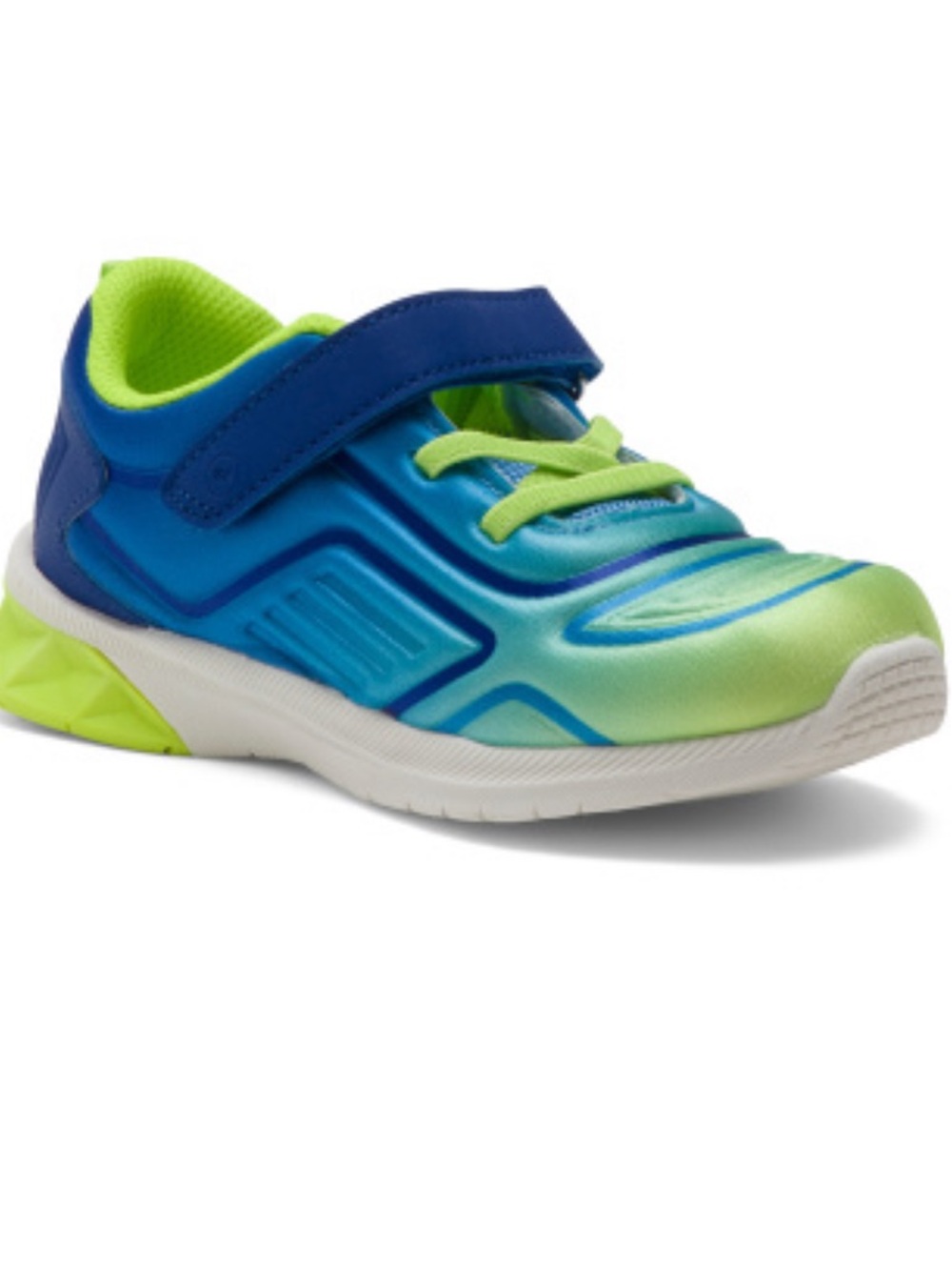 Stride Rite Blue and Lime Green Baby Athletic Sneaker with Hook-and-Loop Strap - Picture 2 of 4